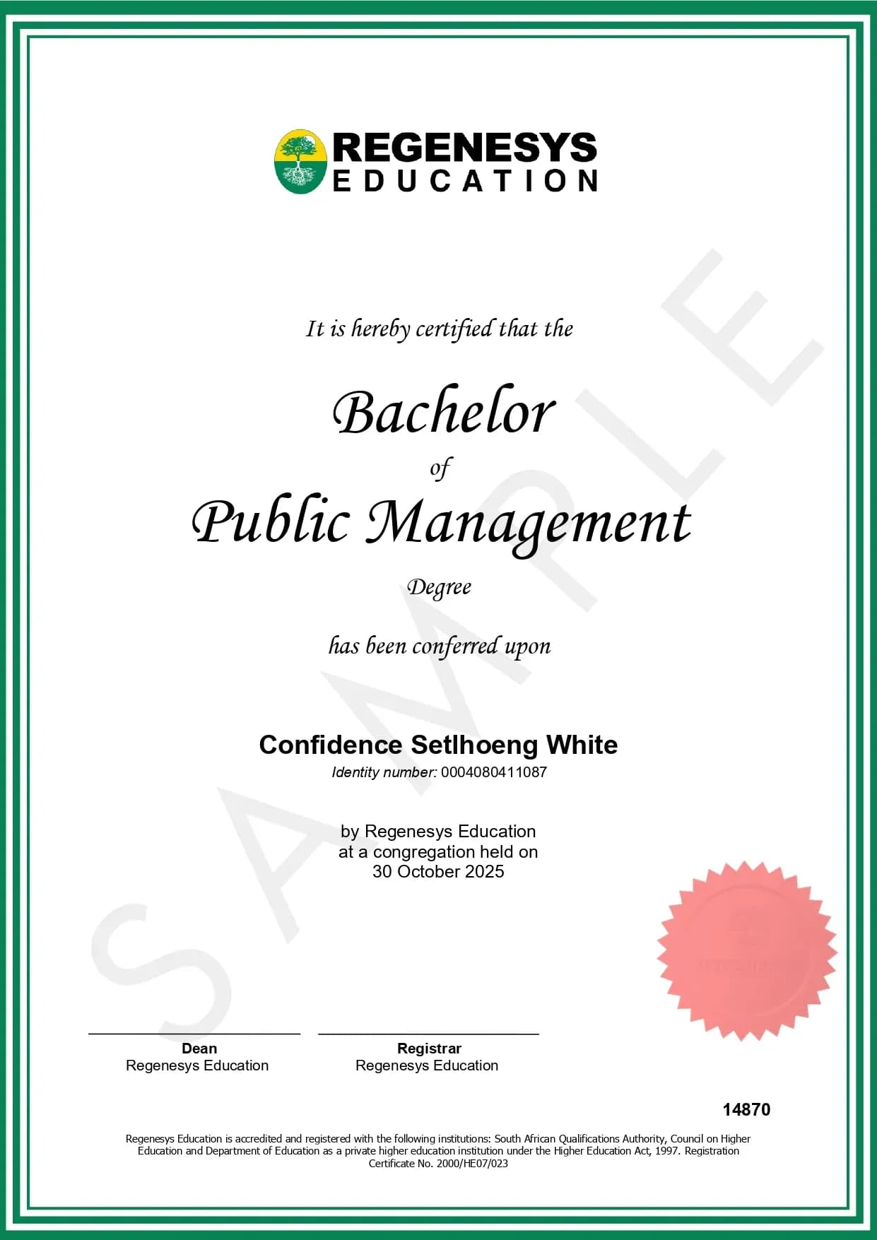 BPM Degree Certificates