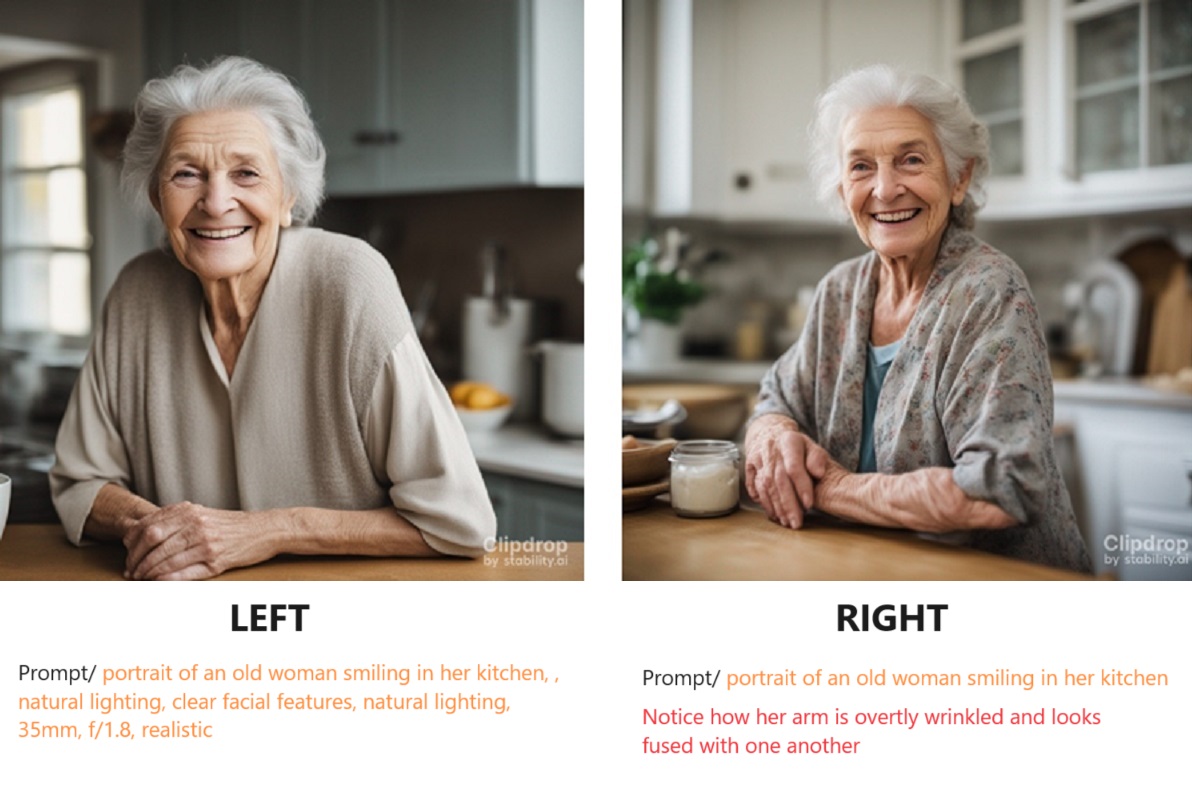 portrait of an old woman smiling in her kitchen
