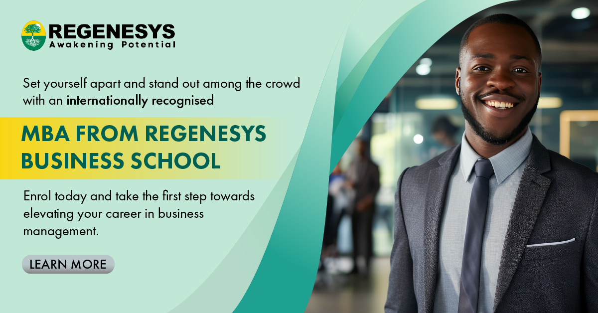 Set yourself apart and stand out among the crowd with an internationally recognised MBA from Regenesys Business School. Enrol today and take the first step towards elevating your career in business management.