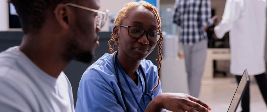 Healthcare professional providing confidential sexual and reproductive health guidance