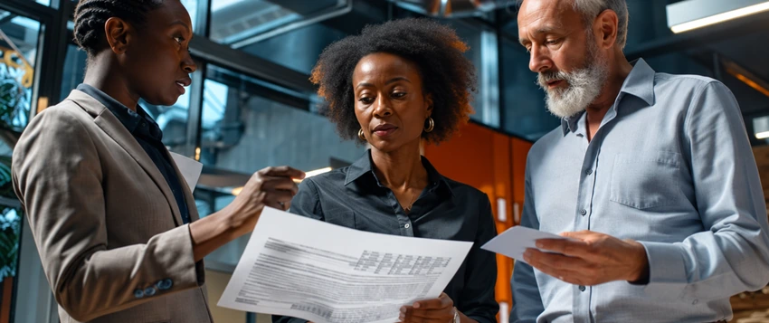 Public management professionals reviewing service delivery plans in South Africa